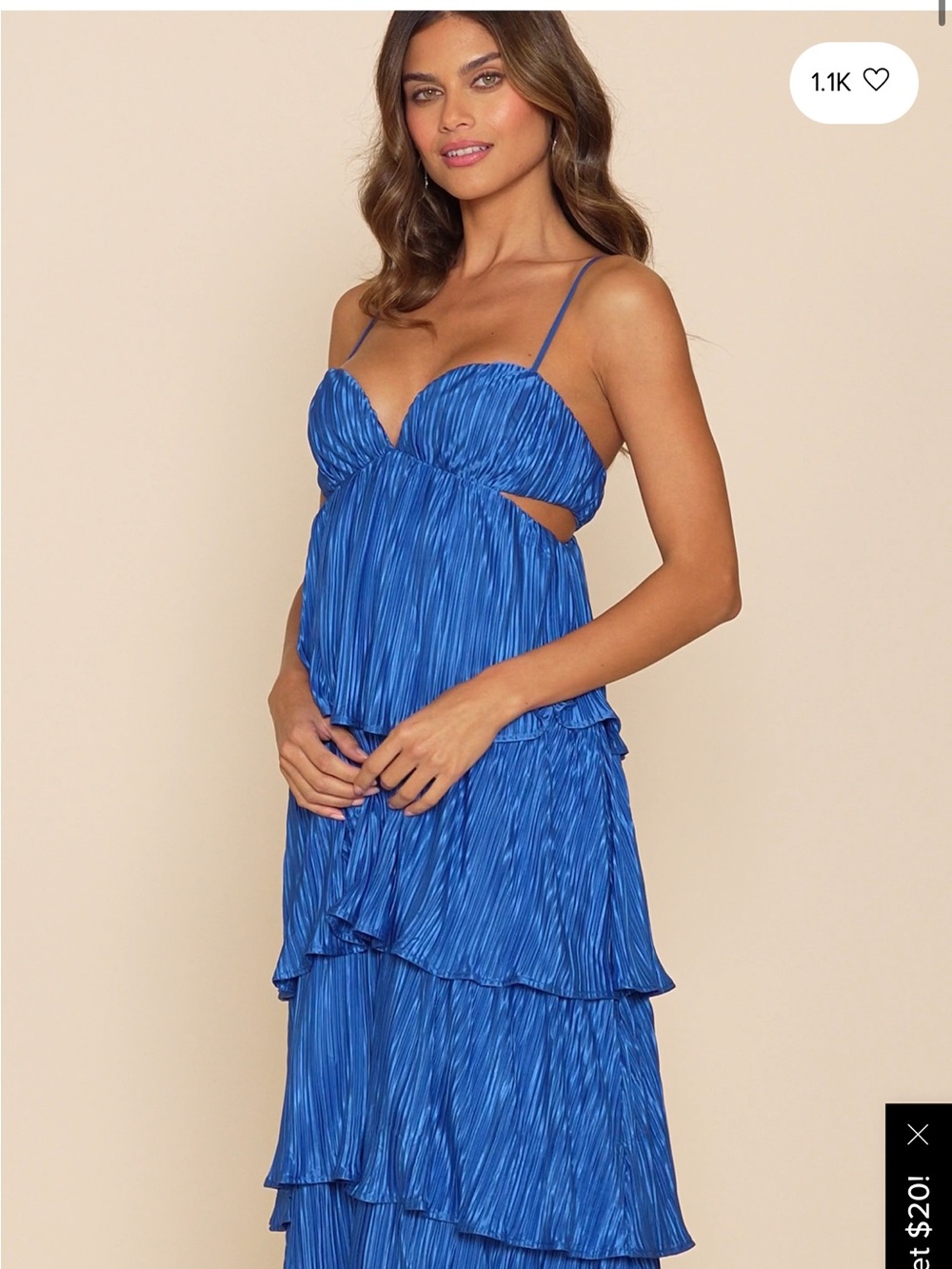 Lulu's Royal Blue Tiered Plissé Maxi Dress